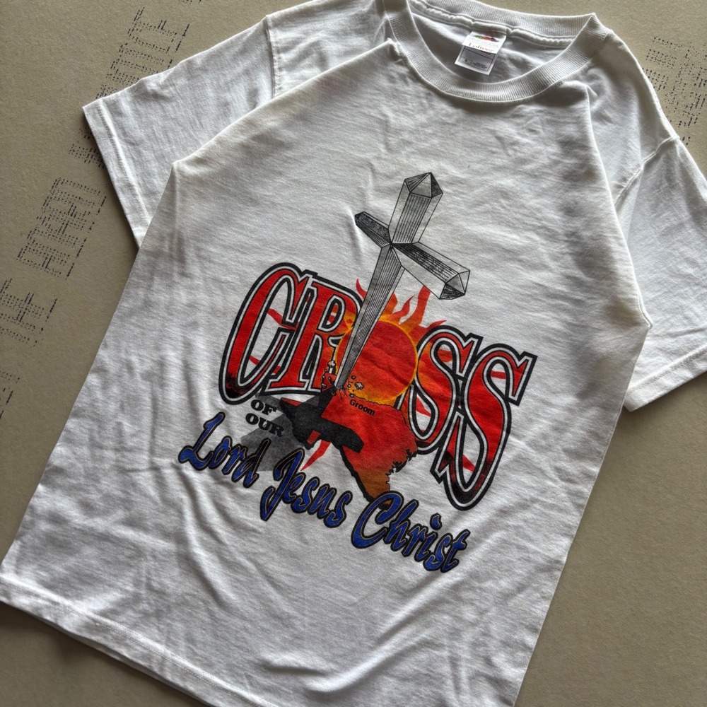 Y2K Flaming Cross Jesus Shirt